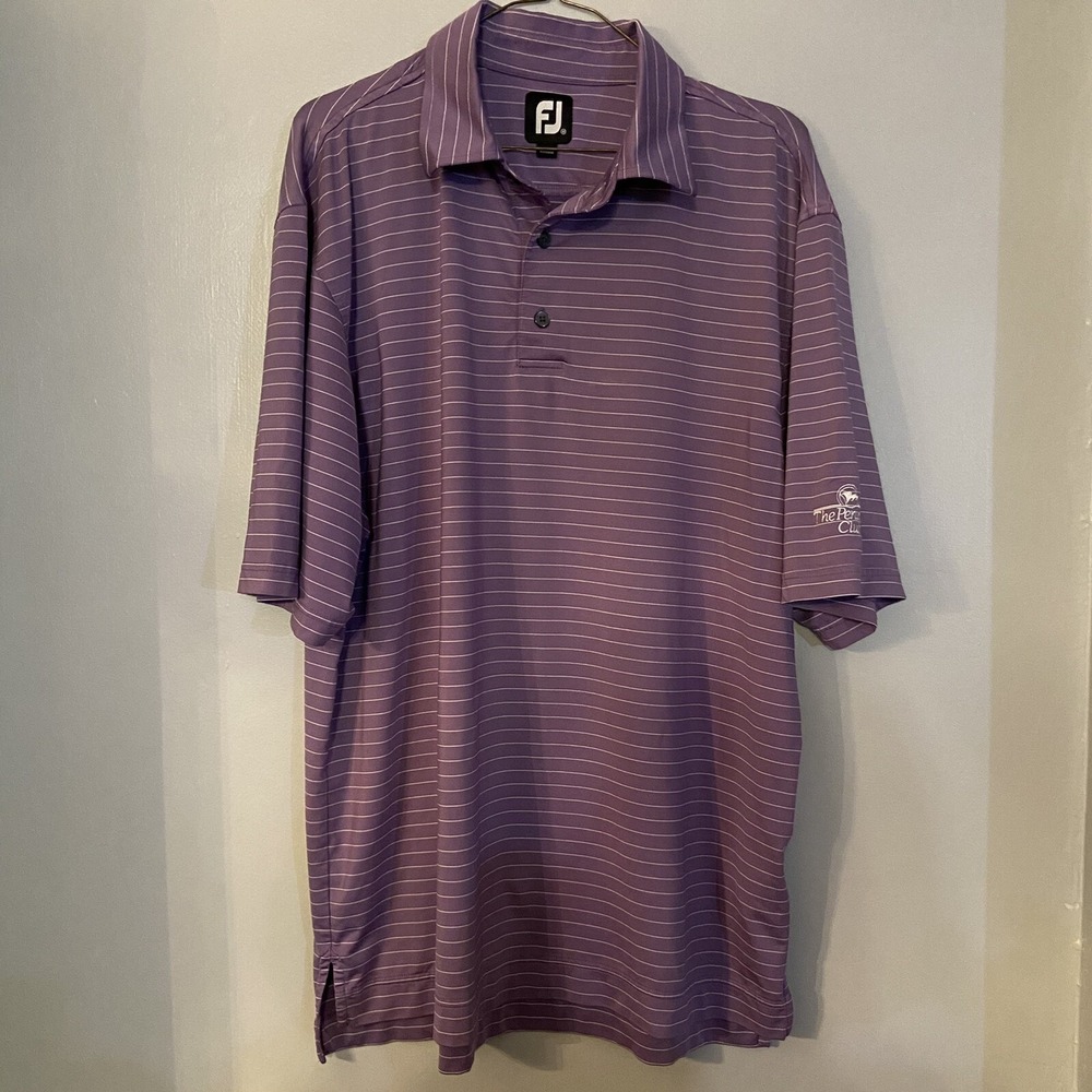Footjoy FJ The Peninsula Country Club Golf Polo Shirt‎ Medium M Purple Striped